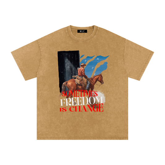 SOMETIMES FREEDOM IS CHANGE OVERSIZED GRAPHIC TEE