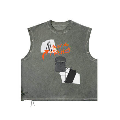 Hardcore Frenzy -  Distressed Grommet Eyelet Tank Top
