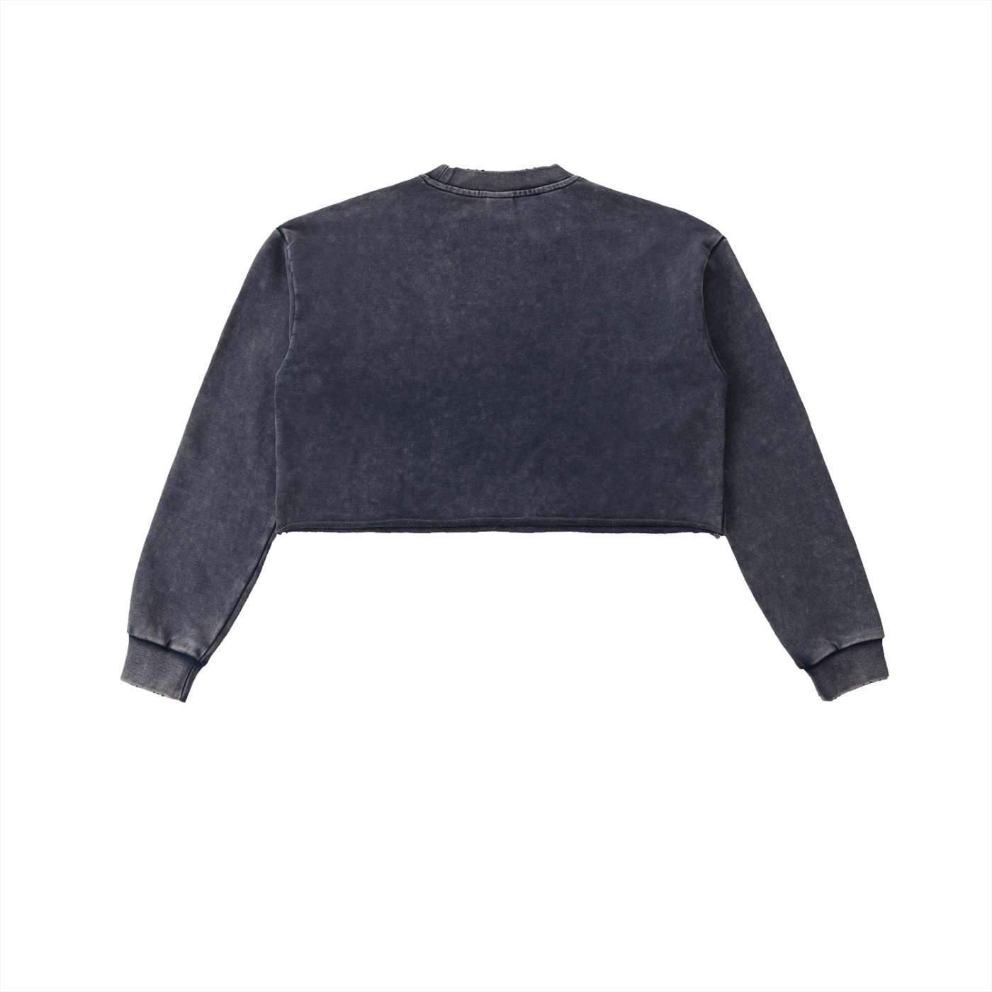 More Laughs More Smiles - Snow Washed Raw Edge Cropped Sweatshirt