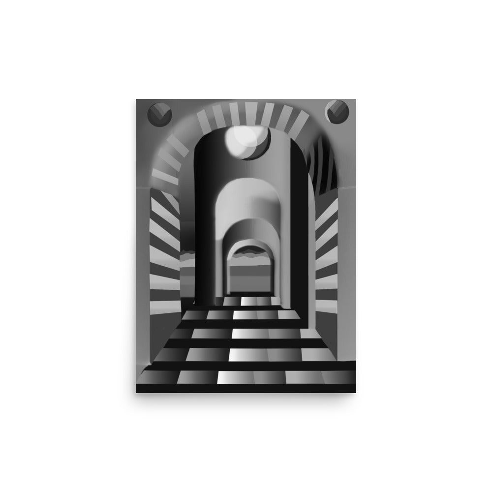 Wondrous Open Hallway Black and White Poster