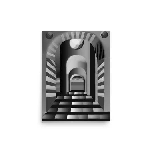 Wondrous Open Hallway Black and White Poster